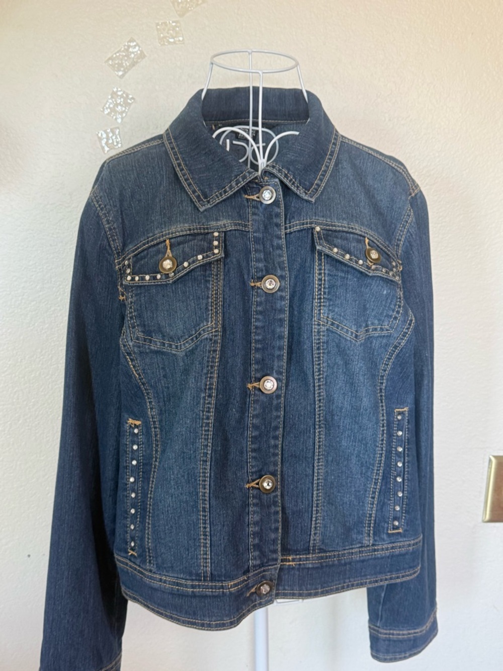 Baccini Dark Blue Denim Jacket with Stud Accents